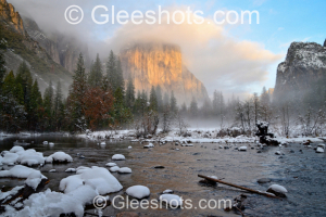 Yosemite, El Capitan, Snow, Sunset, Winter