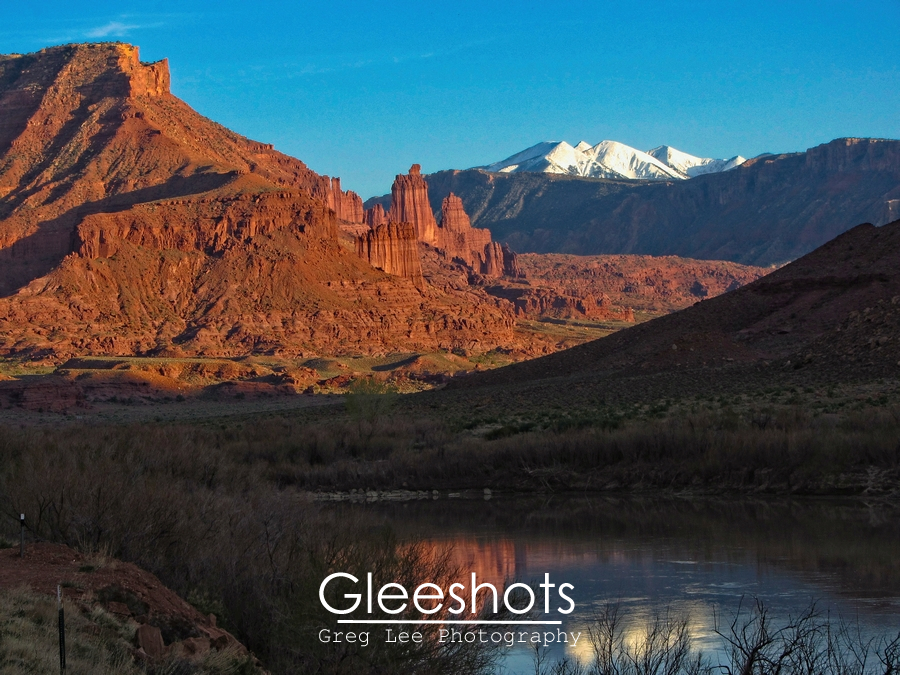 Fisher Towers, Colorado River, Reflection, Sunset, Moab, Utah